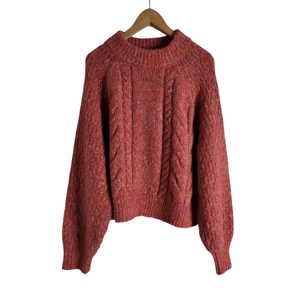 Universal Thread XL Red Cable Knit Sweater Marl Crew Neck Pullover Minimalist